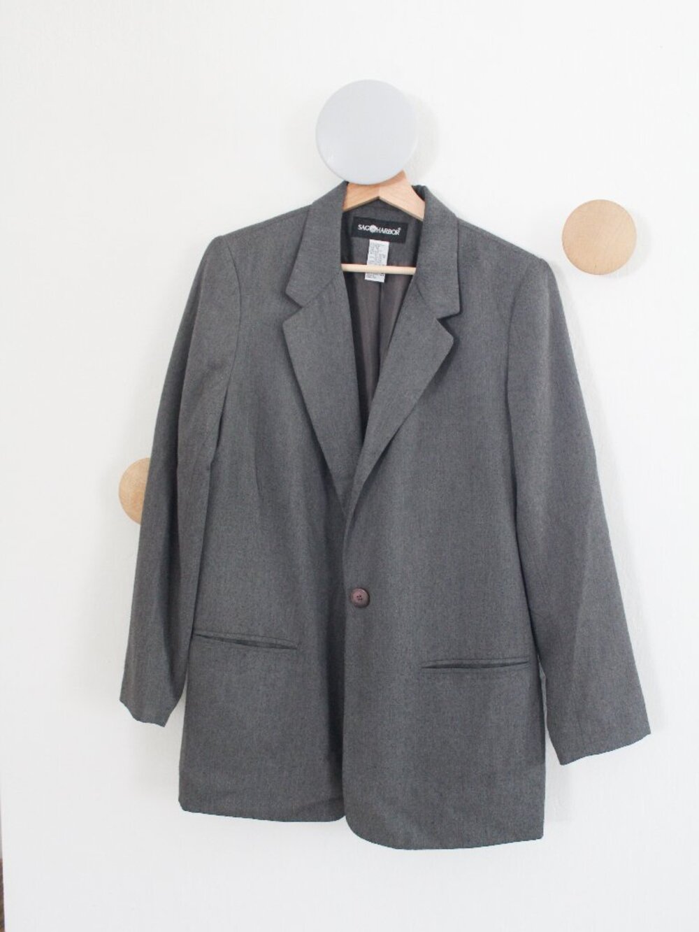 Vintage Sag Harbor Grey Single Button Blazer Jacket Size 10
